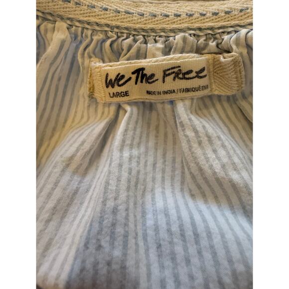 Free People Oxford Button Front Swing Tunic Top Blue L - Picture 8 of 9